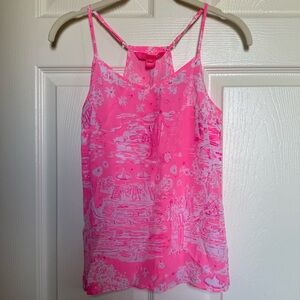 Lilly Pulitzer Dusk Top in Pink Sorbet Pop Up Skinny Dippin